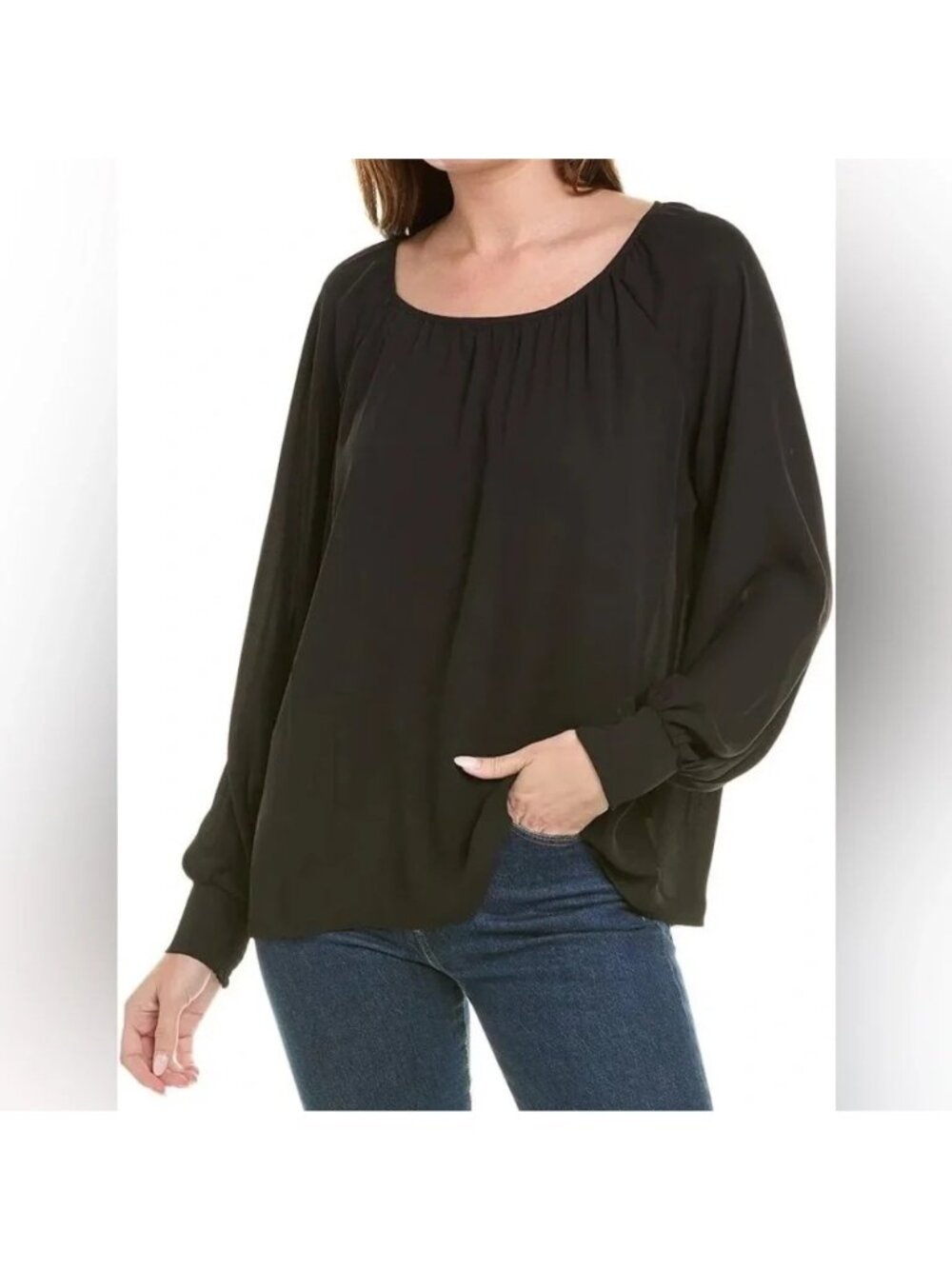 CABI Round Trip Blouse Long Sleeve Black Sz S #4338 NWOT
